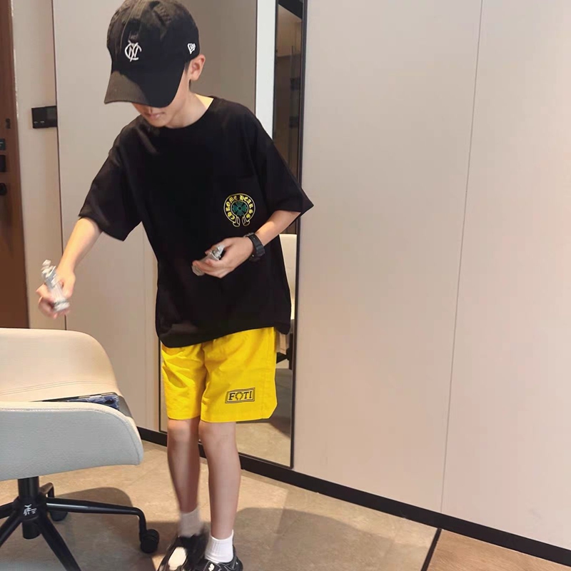  CHROME HEARTS 風 子供服オーバーサイズコットン T シャツ 男児