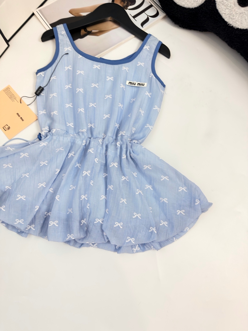 MiuMiu 風 キッズワンピース ノースリーブ 水色
