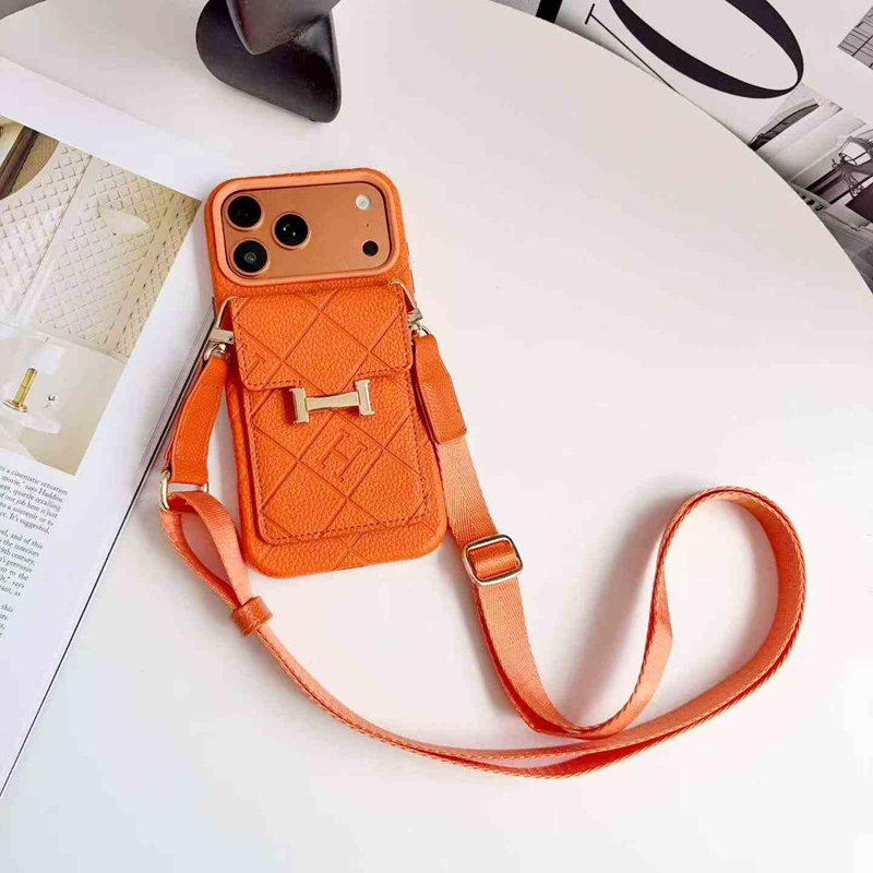エルメスIphone 18 17ケース背面カード収納肩掛け